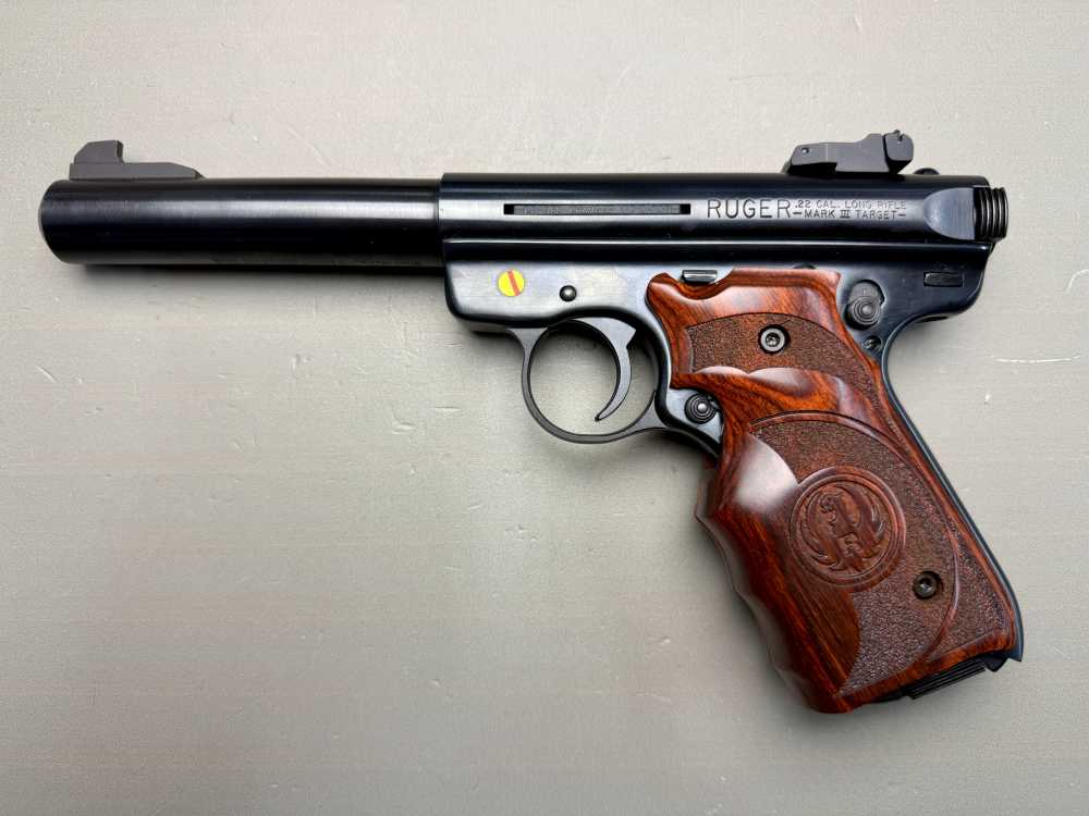 Ruger Mark III Target .22 LR – 5.5” Bull Barrel – Wood Target Grips – Box-img-1