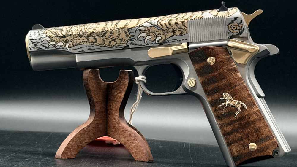 Colt SK Customs SKC Luchando Tigre Tiger 1911 5" SS & Gold 38 Super LAYAWAY-img-21