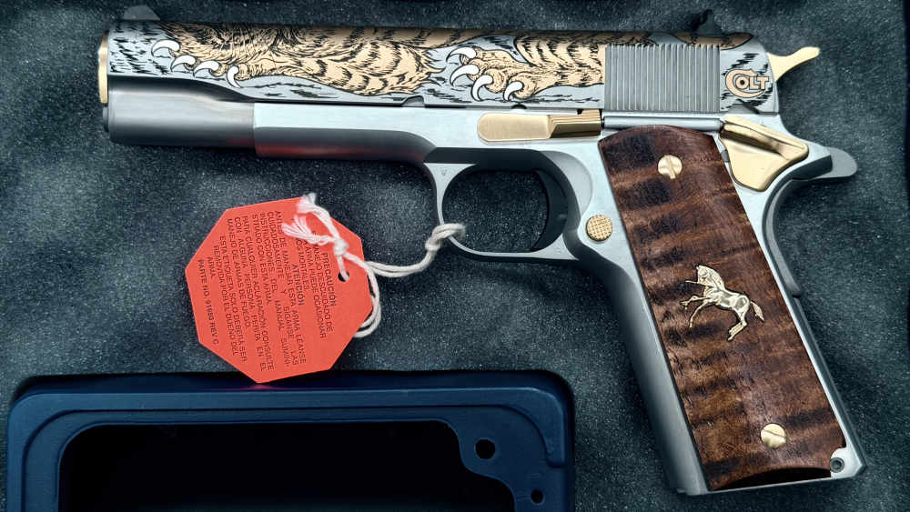 Colt SK Customs SKC Luchando Tigre Tiger 1911 5" SS & Gold 38 Super LAYAWAY-img-5