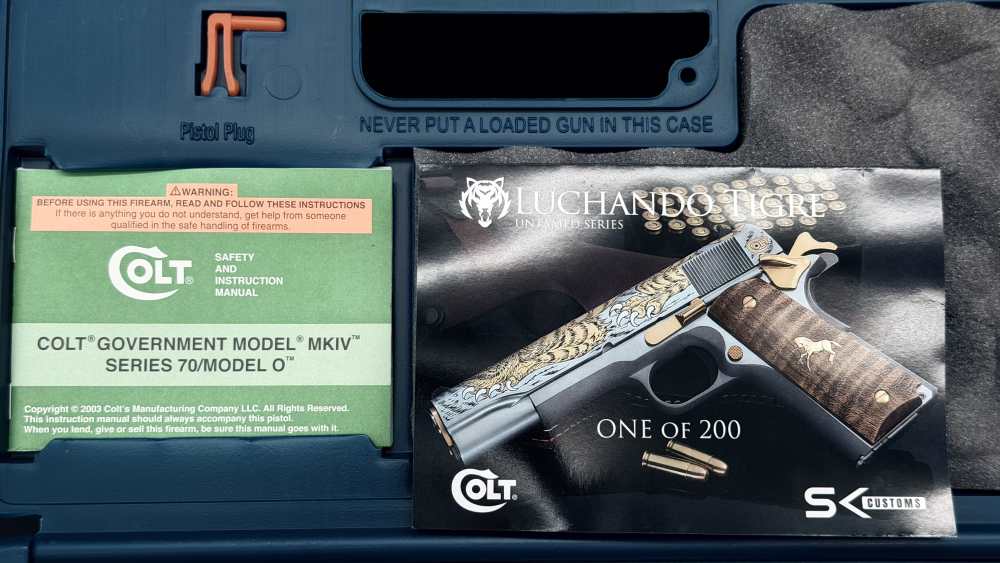 Colt SK Customs SKC Luchando Tigre Tiger 1911 5" SS & Gold 38 Super LAYAWAY-img-38