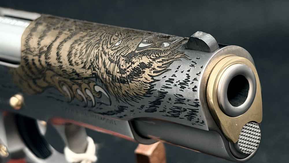 Colt SK Customs SKC Luchando Tigre Tiger 1911 5" SS & Gold 38 Super LAYAWAY-img-32