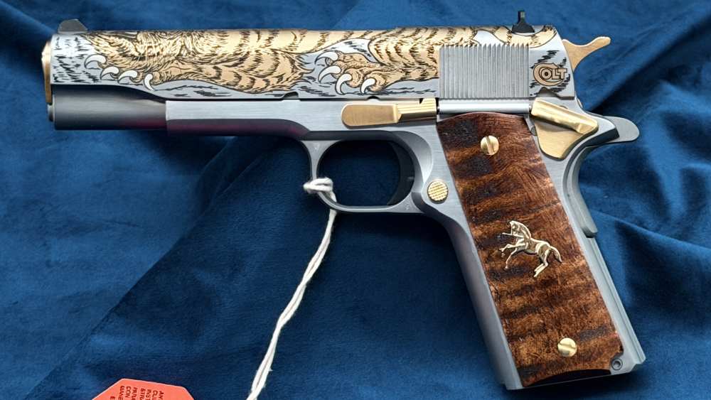 Colt SK Customs SKC Luchando Tigre Tiger 1911 5" SS & Gold 38 Super LAYAWAY-img-9
