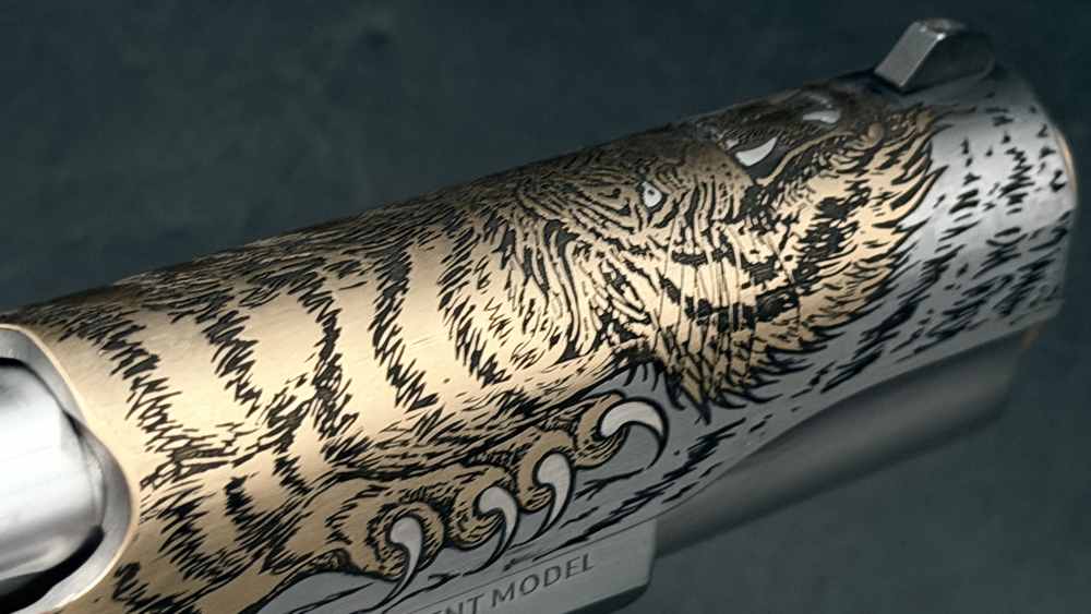 Colt SK Customs SKC Luchando Tigre Tiger 1911 5" SS & Gold 38 Super LAYAWAY-img-31