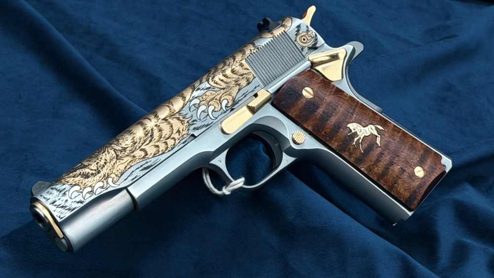 Colt SK Customs SKC Luchando Tigre Tiger 1911 5" SS & Gold 38 Super LAYAWAY-img-14