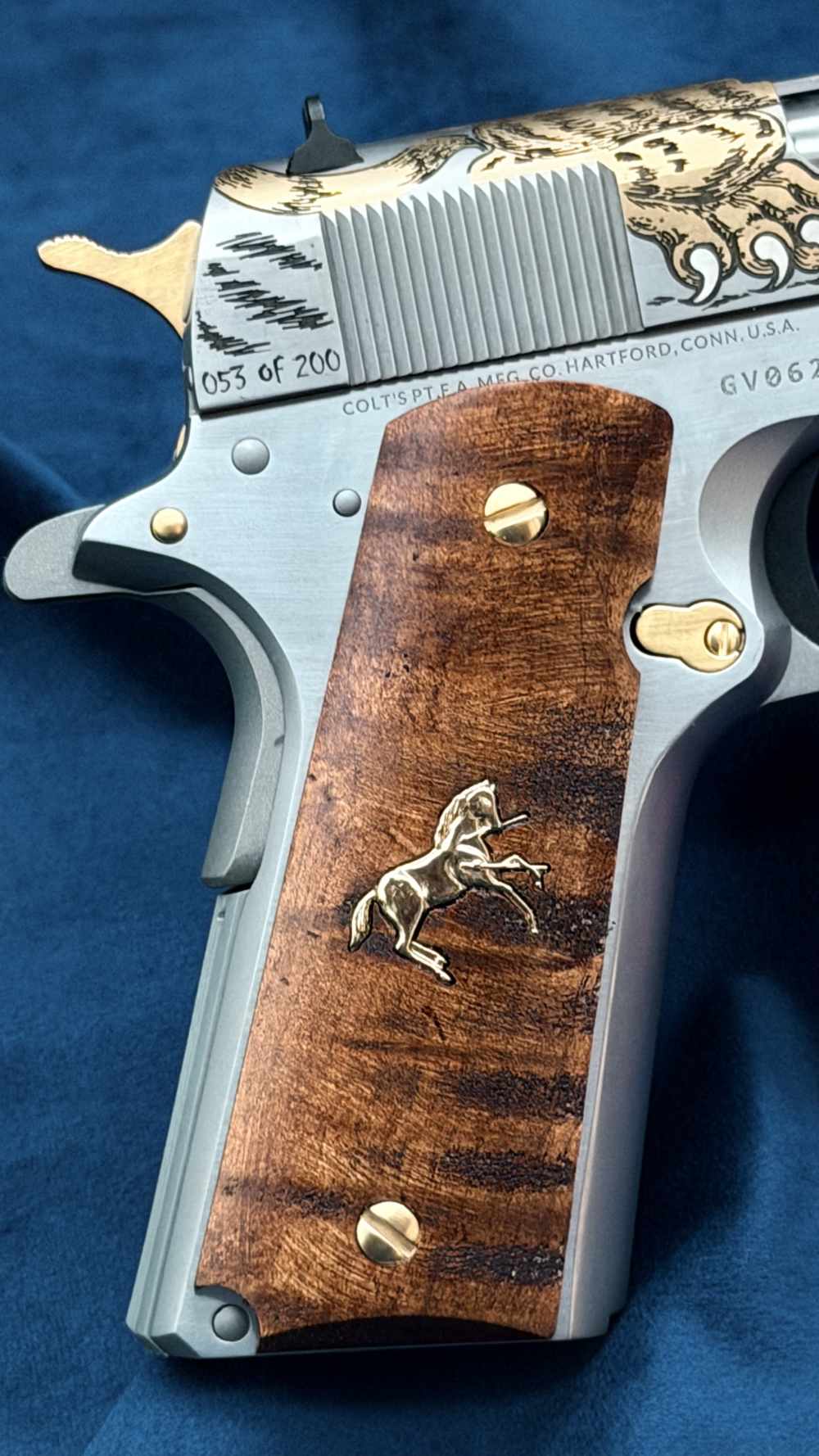Colt SK Customs SKC Luchando Tigre Tiger 1911 5" SS & Gold 38 Super LAYAWAY-img-16