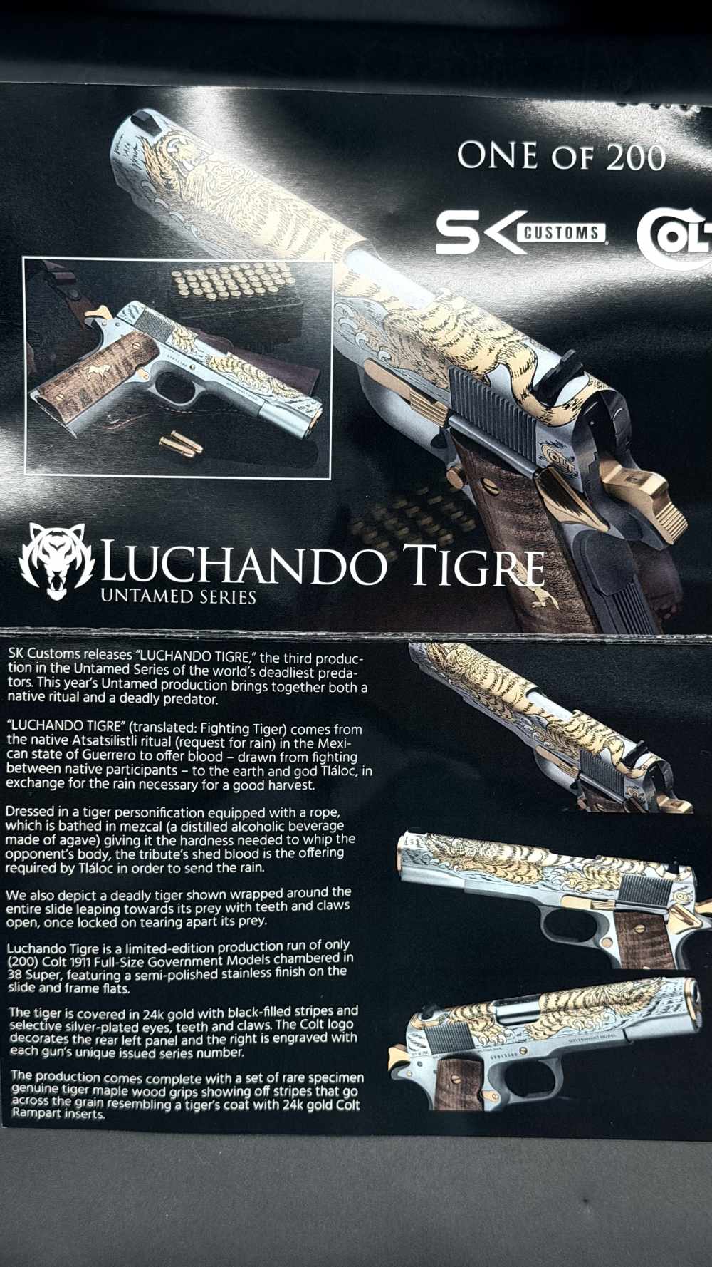 Colt SK Customs SKC Luchando Tigre Tiger 1911 5" SS & Gold 38 Super LAYAWAY-img-42