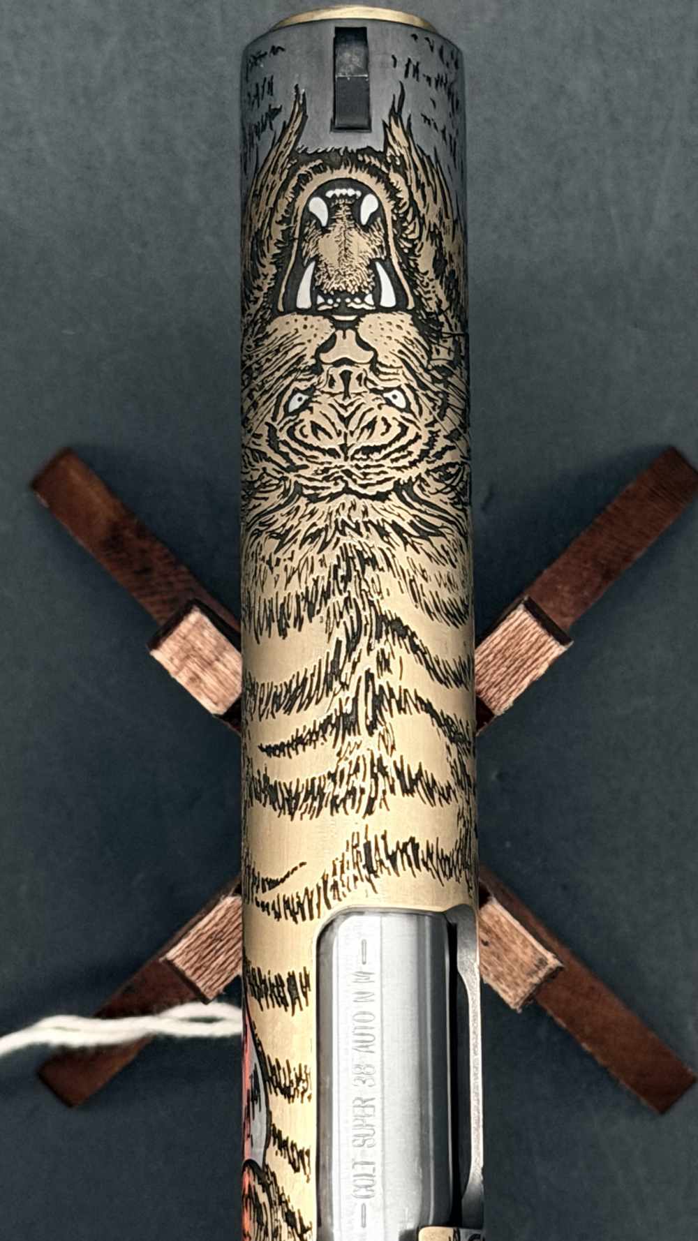 Colt SK Customs SKC Luchando Tigre Tiger 1911 5" SS & Gold 38 Super LAYAWAY-img-28