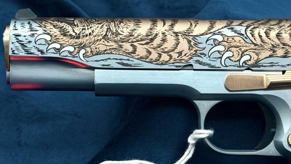 Colt SK Customs SKC Luchando Tigre Tiger 1911 5" SS & Gold 38 Super LAYAWAY-img-12