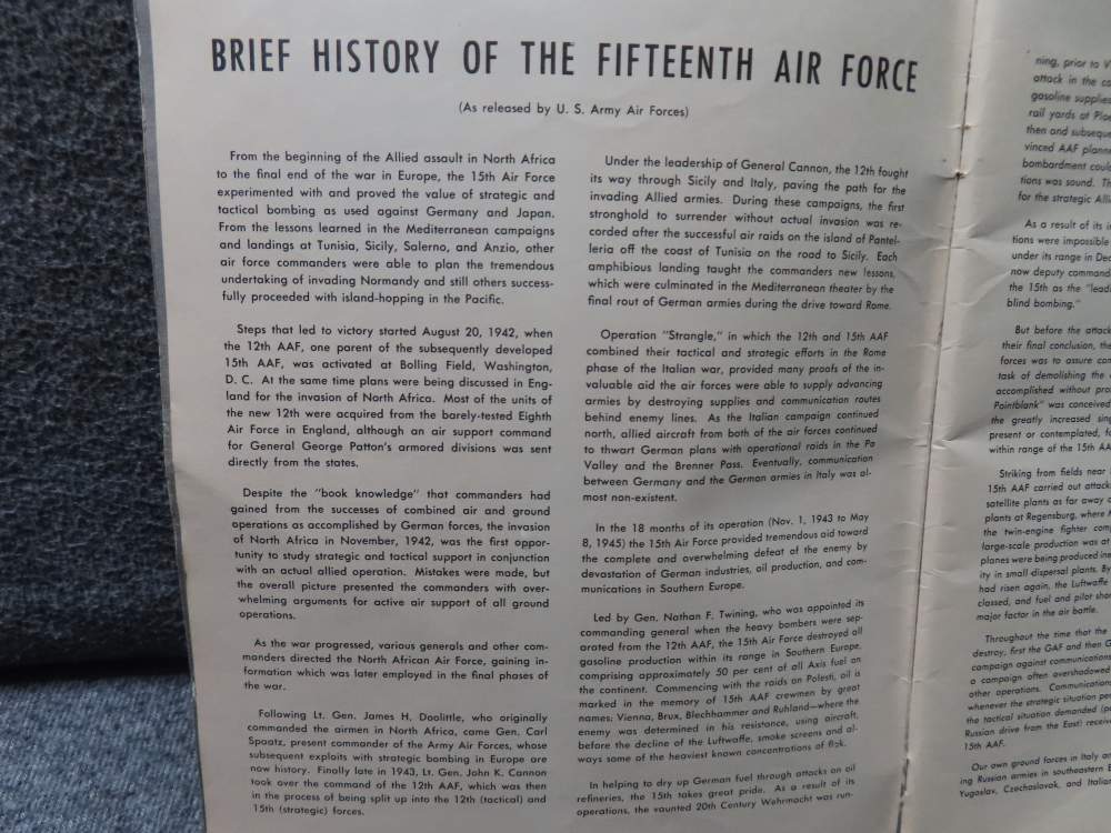 WWII UNIT HISTORY THE 15th OVER ITALY, HISTORY OF THE FIFTEENTH AIR FORCE--img-3