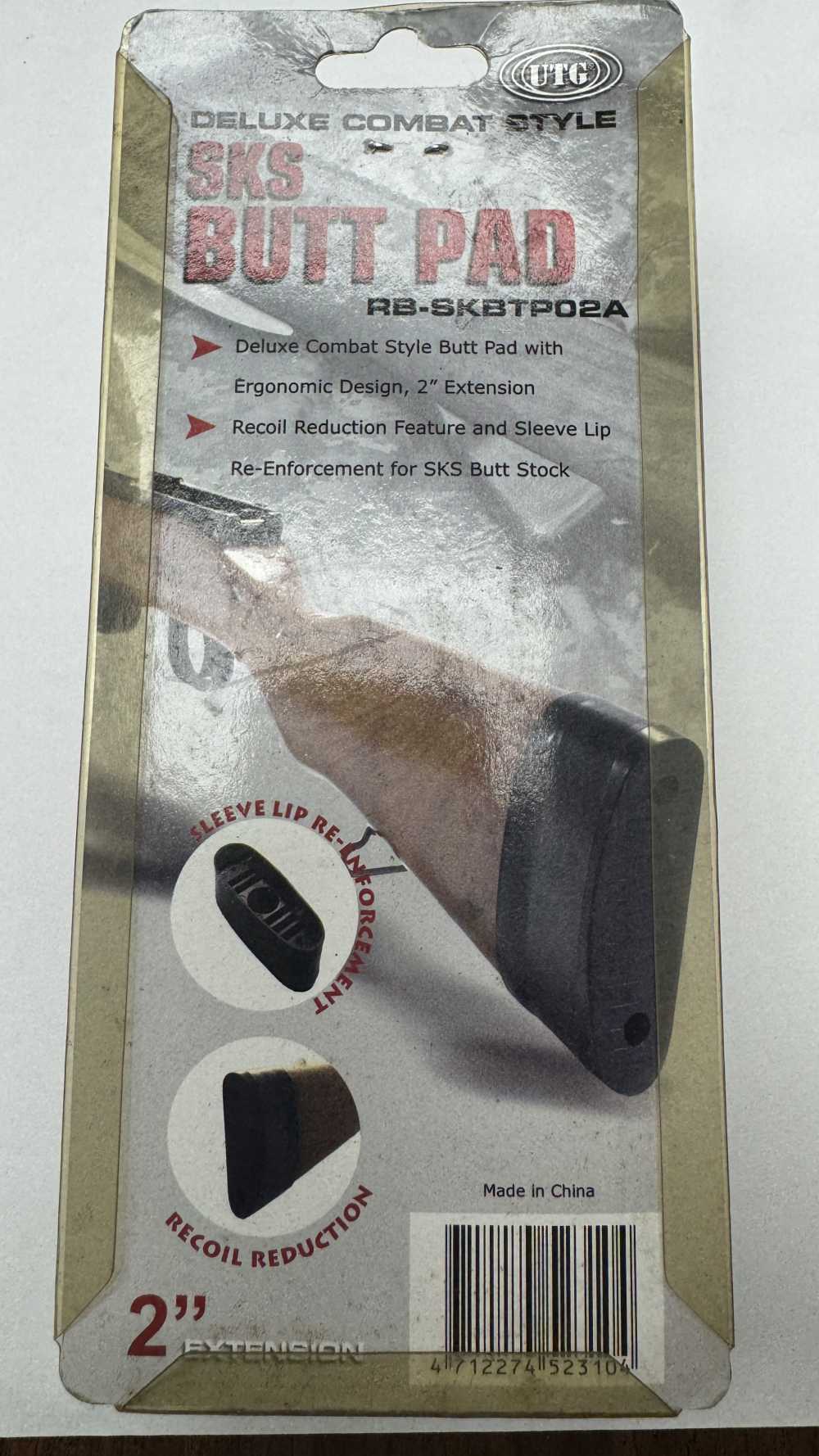 SKS Butt Pad Extension - 2 inch, MADE BY UTG, BLACK, CLOSE OUT ITEM-img-2