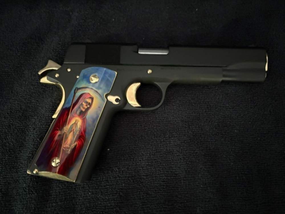 Santa Muerte Rock Island 1911 45 ACP Gold Plated NR Penny Auction .01 Start-img-7
