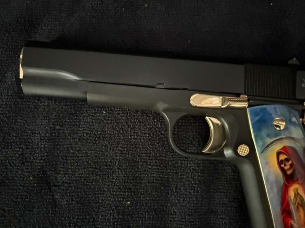Santa Muerte Rock Island 1911 45 ACP Gold Plated NR Penny Auction .01 Start-img-4