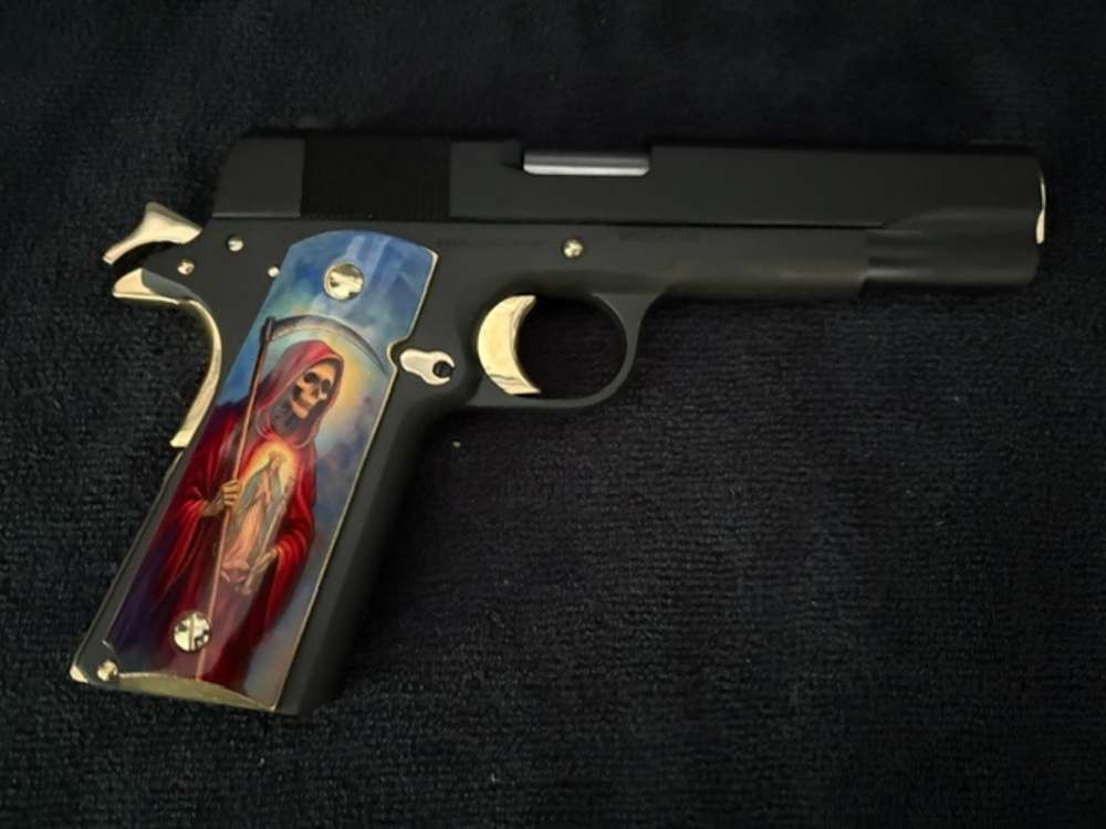 Santa Muerte Rock Island 1911 45 ACP Gold Plated NR Penny Auction .01 Start-img-12