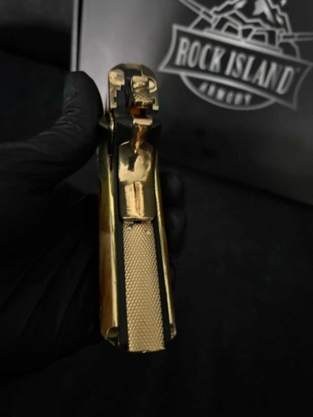 Jesus Malverde Rock Island 1911 45 ACP Gold Plated NR Penny Auction .01 Sta-img-8