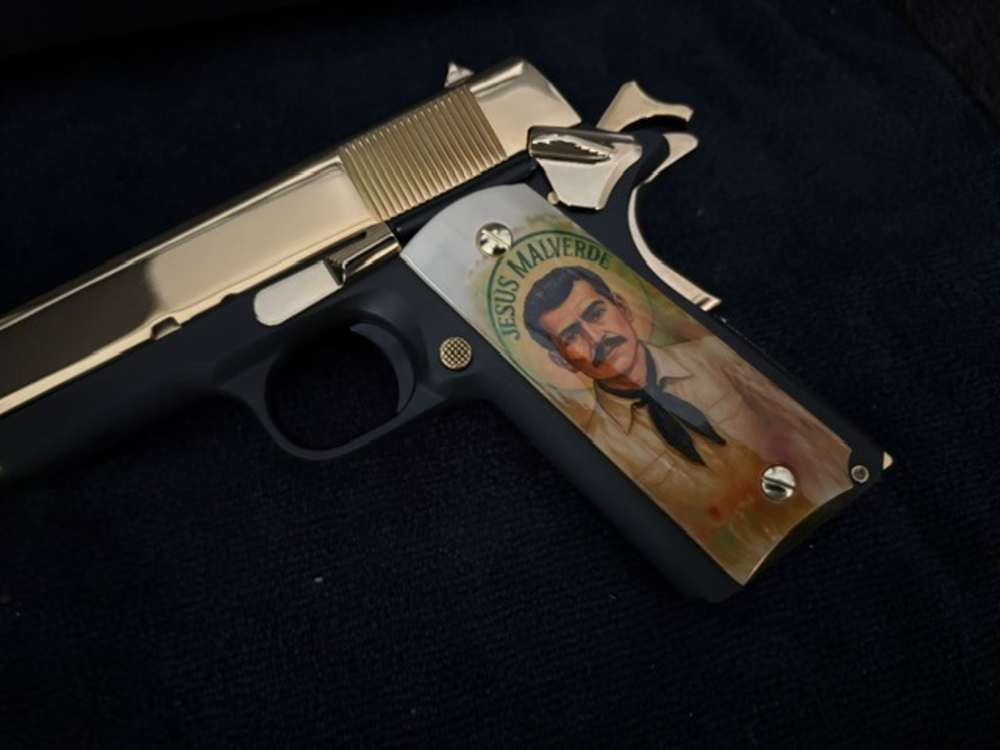 Jesus Malverde Rock Island 1911 45 ACP Gold Plated NR Penny Auction .01 Sta-img-3