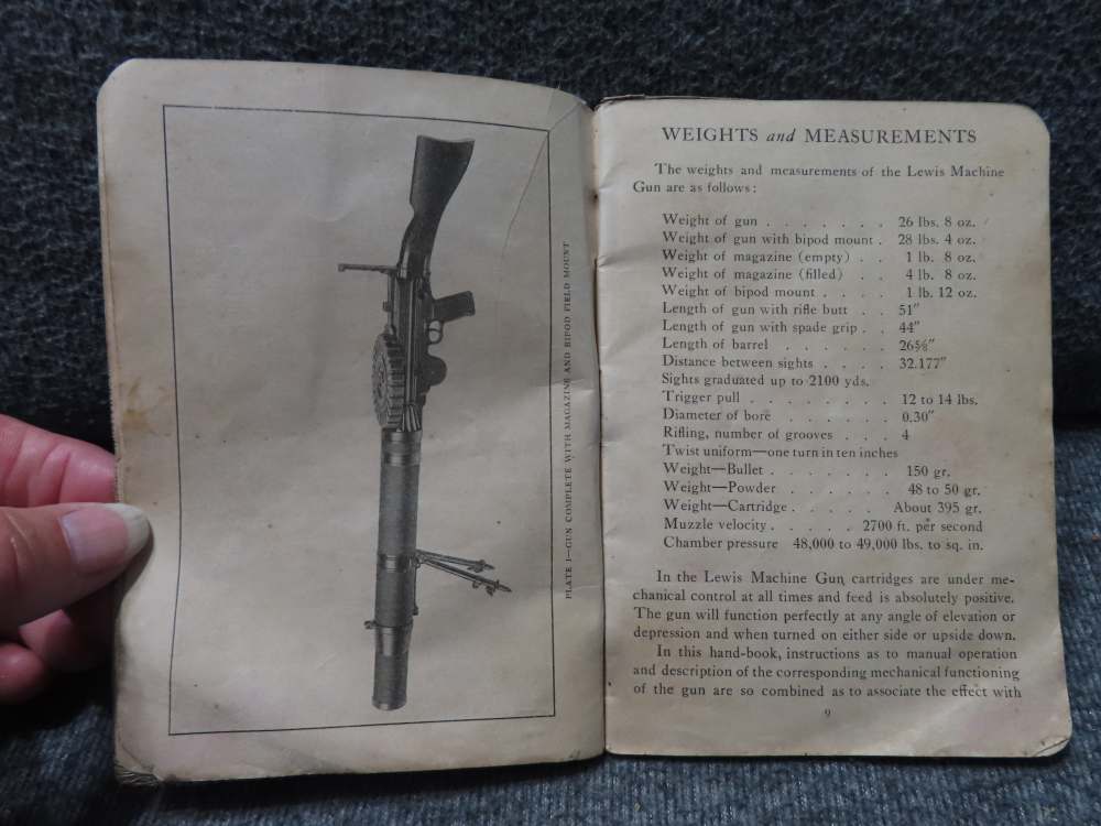 WWI LEWIS MACHINEGUN MANUAL NAMED AND DATED NOVEMBER 12, 1917-RARE !-img-9