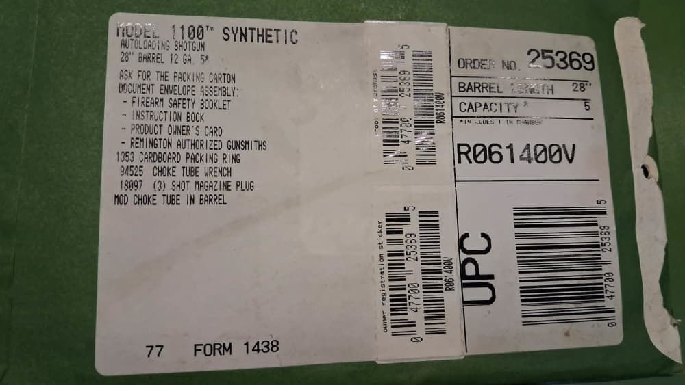 REMINGTON 1100 SYNTHETIC 12GA 28" BARREL & SLUG BARREL BOX/PAPERWORK-img-13
