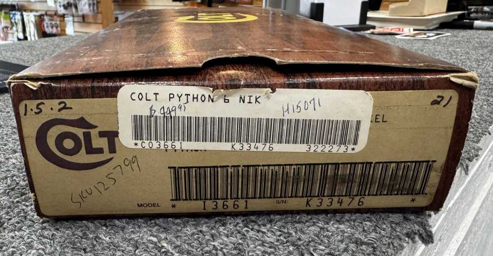 1979 Colt Python 6" FACTORY NICKEL .357 - NIB Unfired - MATCHING BOX & Pape-img-11