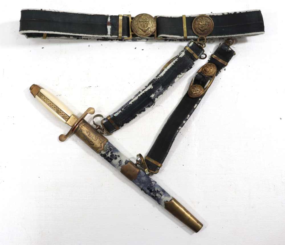 ORG 1950's SOVIET NAVAL OFFICER'S PARADE DIRK W/ BELT AND HANGERS-img-0