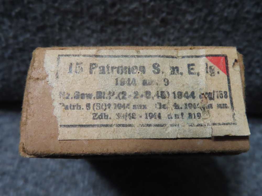 FULL BOX 15 ROUNDS WWII GERMAN 8mm MAUSER AMMO S.M.E. LONG 1944 DATE-img-8
