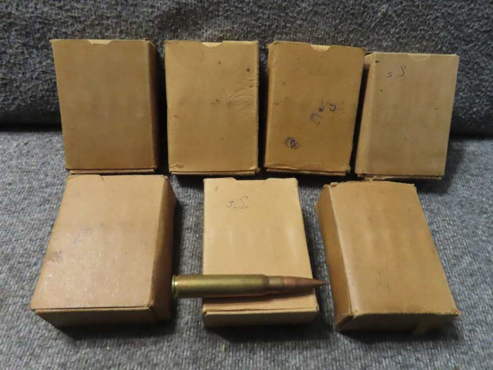 7 BOXES-105 RDS WWII GERMAN 8mm MAUSER CALIBER AMMO-CLEAN-BRASS CASE-img-0