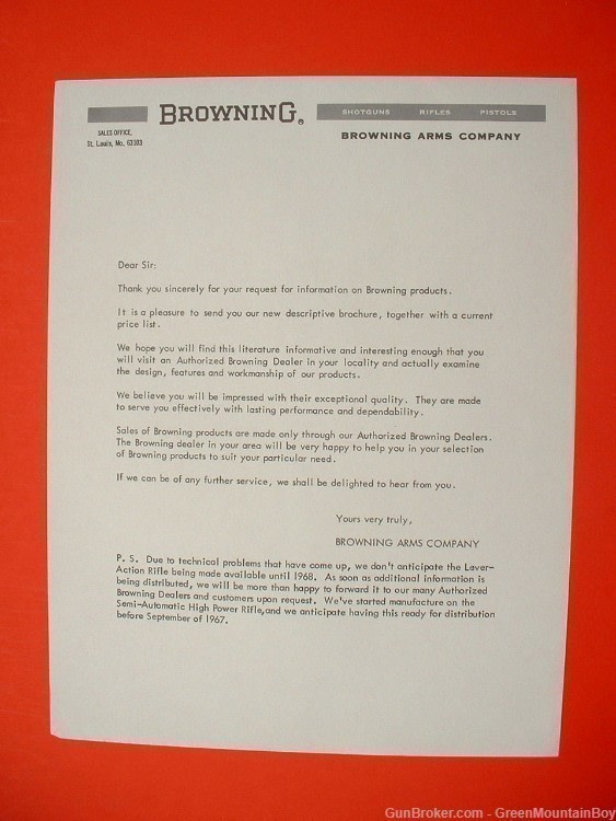 1967 OEM BROWNING Full-Line Catalog, Price List, Flyer, Letter - XLNT+ -img-3