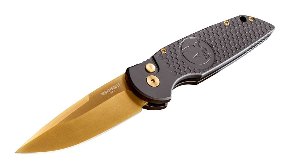 NEW! Protech Nighthawk NHC TR3 Automatic Folding Knife Gold TiN Blade 3.5"-img-4
