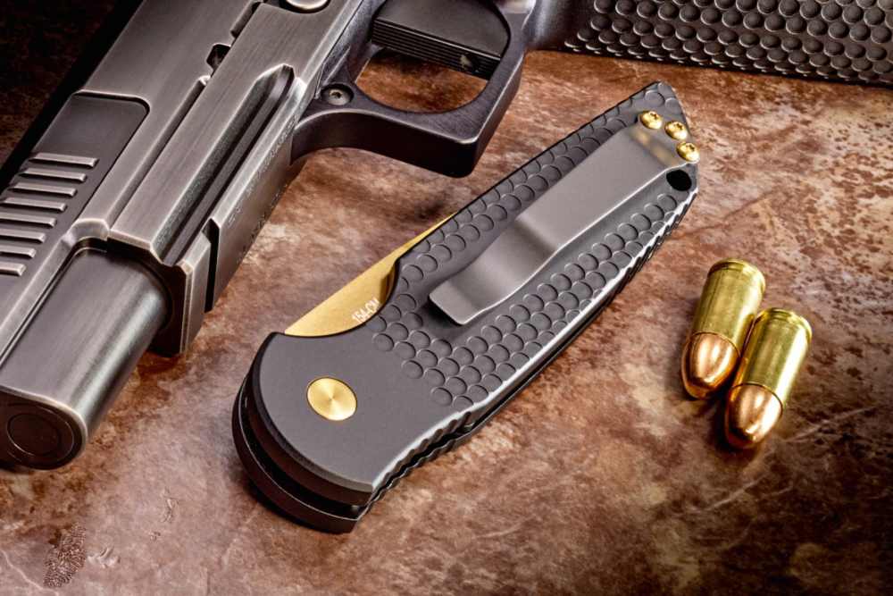 NEW! Protech Nighthawk NHC TR3 Automatic Folding Knife Gold TiN Blade 3.5"-img-1