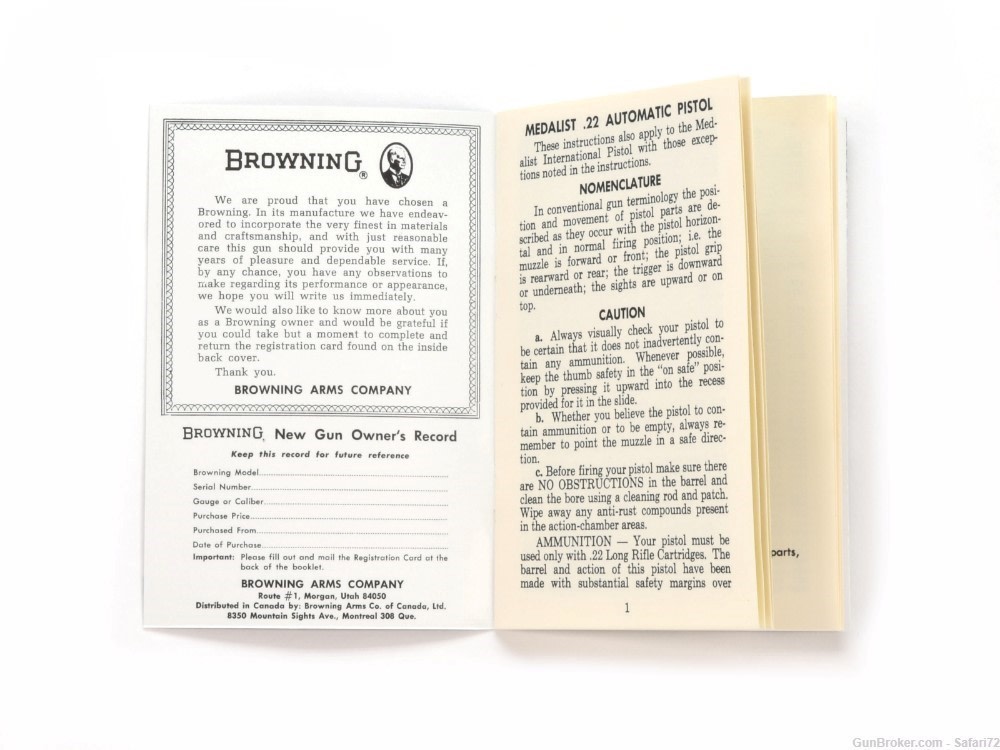 Browning Medalist .22 Automatic Pistols Vintage Manual NOS-img-1