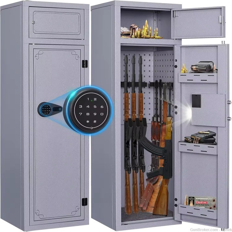Large Multi Gun Shelf Safe w/Dual Entry + Lockout/Alarm 57"x18"x15" G31-img-0