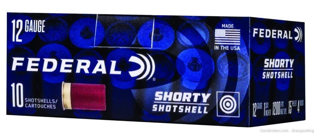 50 Rounds Federal 12 Ga SHORTY Mini Shotgun Shell 1.75” Buckshot 4 Buck-img-0