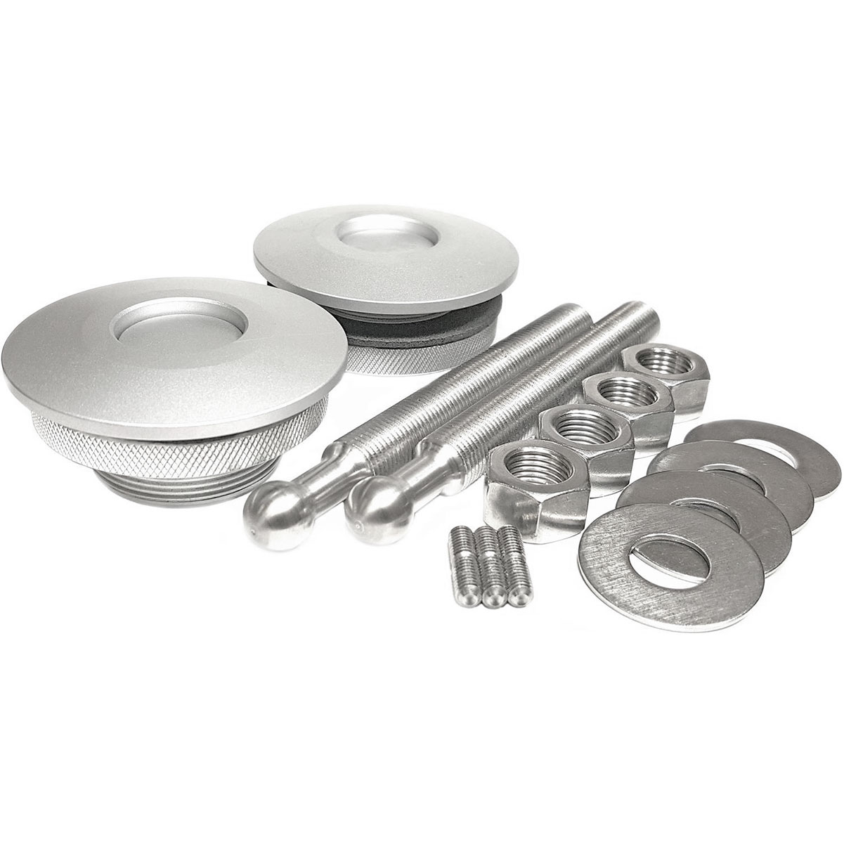 QUIK-LATCH Brushed Aluminum Low Profile Quick Release Hood Pin Kit QL-50-LP-img-1