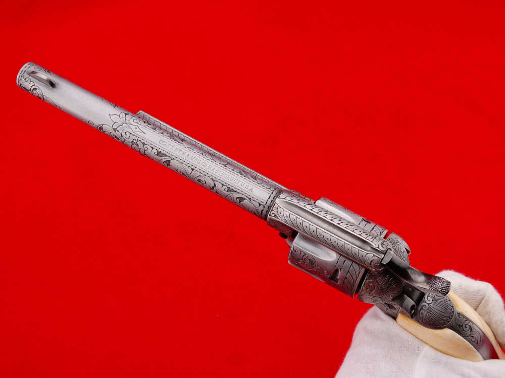 MASTER ENGRAVED 2ND GEN. 1957 COLT SAA .38 S&W SPECIAL FRENCH GREY W/ IVORY-img-26