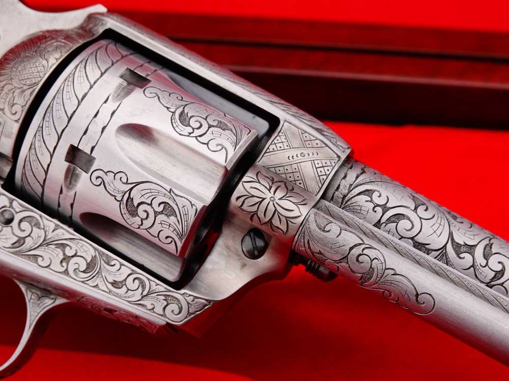 MASTER ENGRAVED 2ND GEN. 1957 COLT SAA .38 S&W SPECIAL FRENCH GREY W/ IVORY-img-22