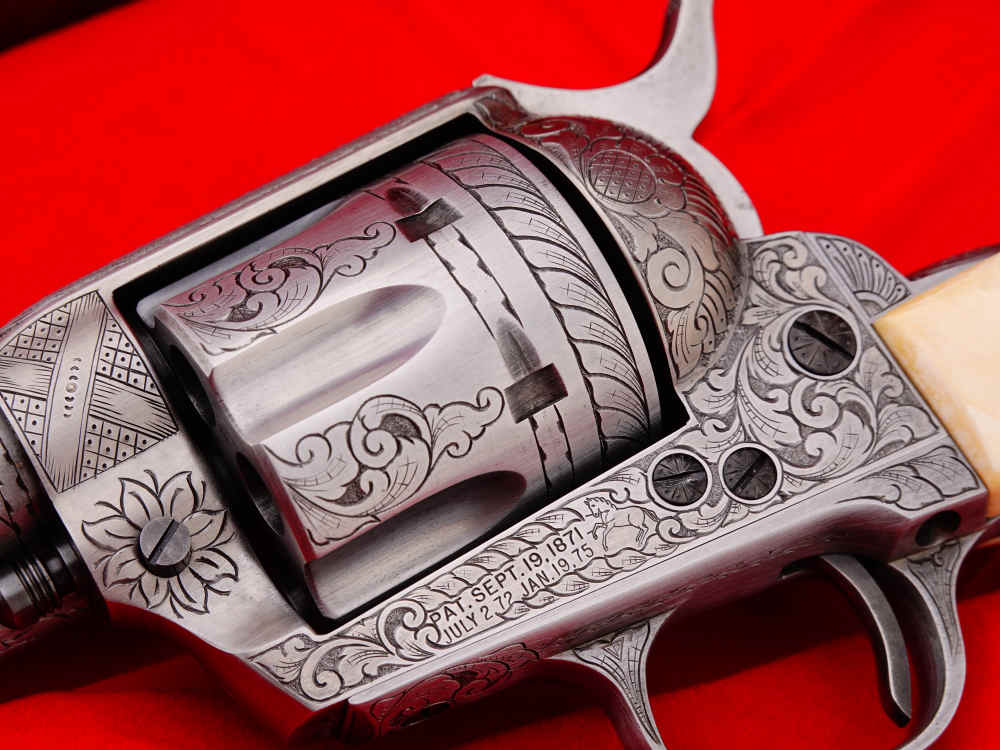 MASTER ENGRAVED 2ND GEN. 1957 COLT SAA .38 S&W SPECIAL FRENCH GREY W/ IVORY-img-11