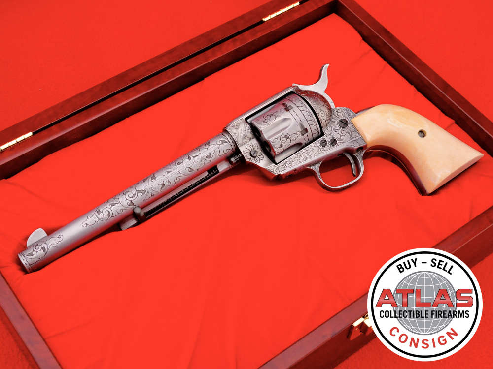 MASTER ENGRAVED 2ND GEN. 1957 COLT SAA .38 S&W SPECIAL FRENCH GREY W/ IVORY-img-3