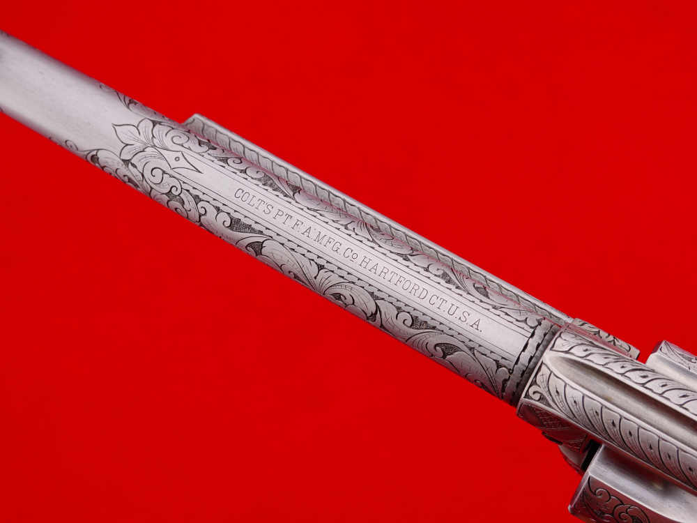 MASTER ENGRAVED 2ND GEN. 1957 COLT SAA .38 S&W SPECIAL FRENCH GREY W/ IVORY-img-29