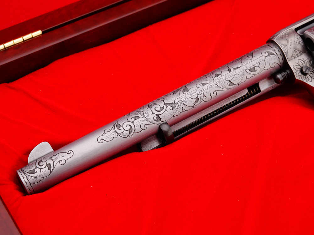 MASTER ENGRAVED 2ND GEN. 1957 COLT SAA .38 S&W SPECIAL FRENCH GREY W/ IVORY-img-5