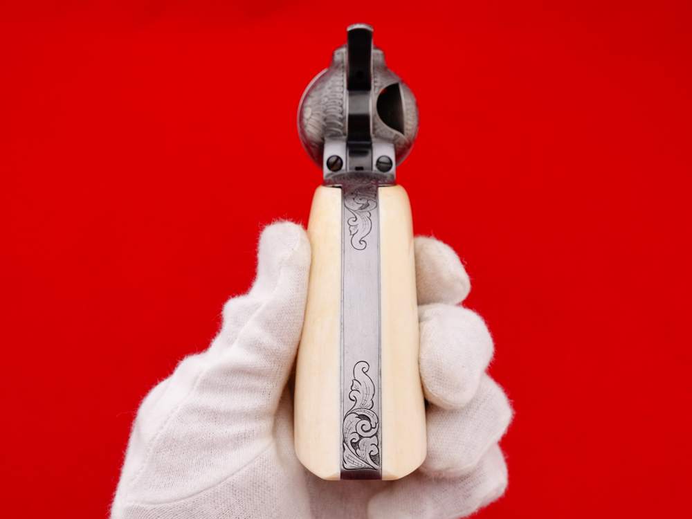 MASTER ENGRAVED 2ND GEN. 1957 COLT SAA .38 S&W SPECIAL FRENCH GREY W/ IVORY-img-35