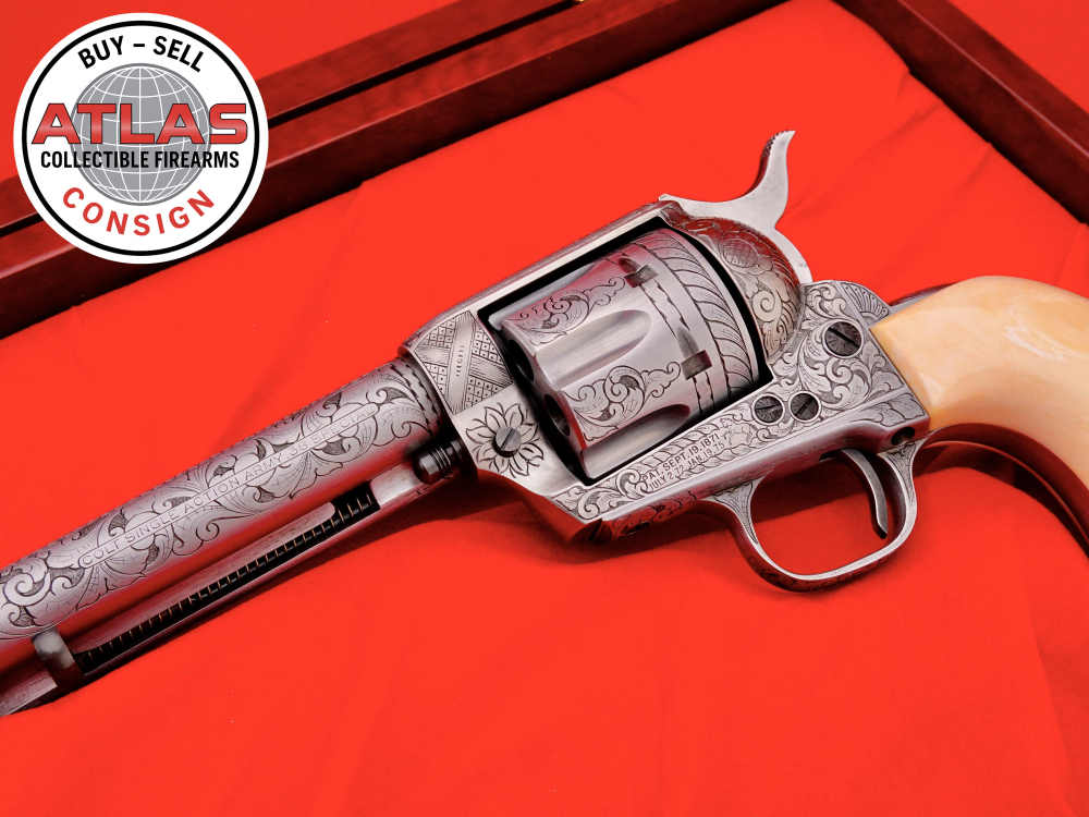 MASTER ENGRAVED 2ND GEN. 1957 COLT SAA .38 S&W SPECIAL FRENCH GREY W/ IVORY-img-4