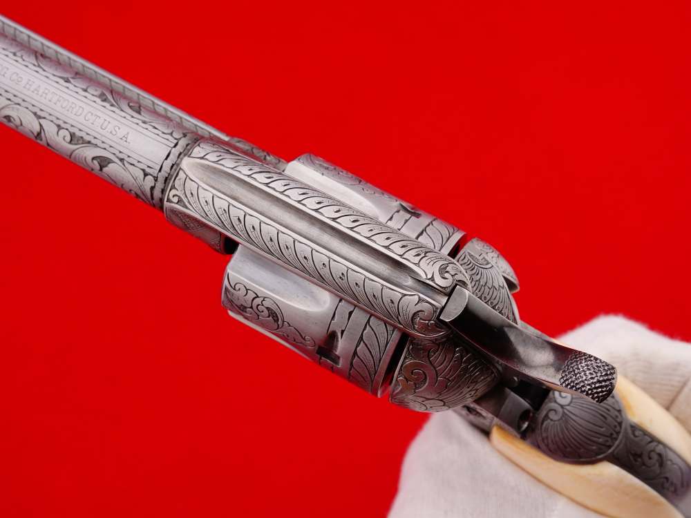 MASTER ENGRAVED 2ND GEN. 1957 COLT SAA .38 S&W SPECIAL FRENCH GREY W/ IVORY-img-30