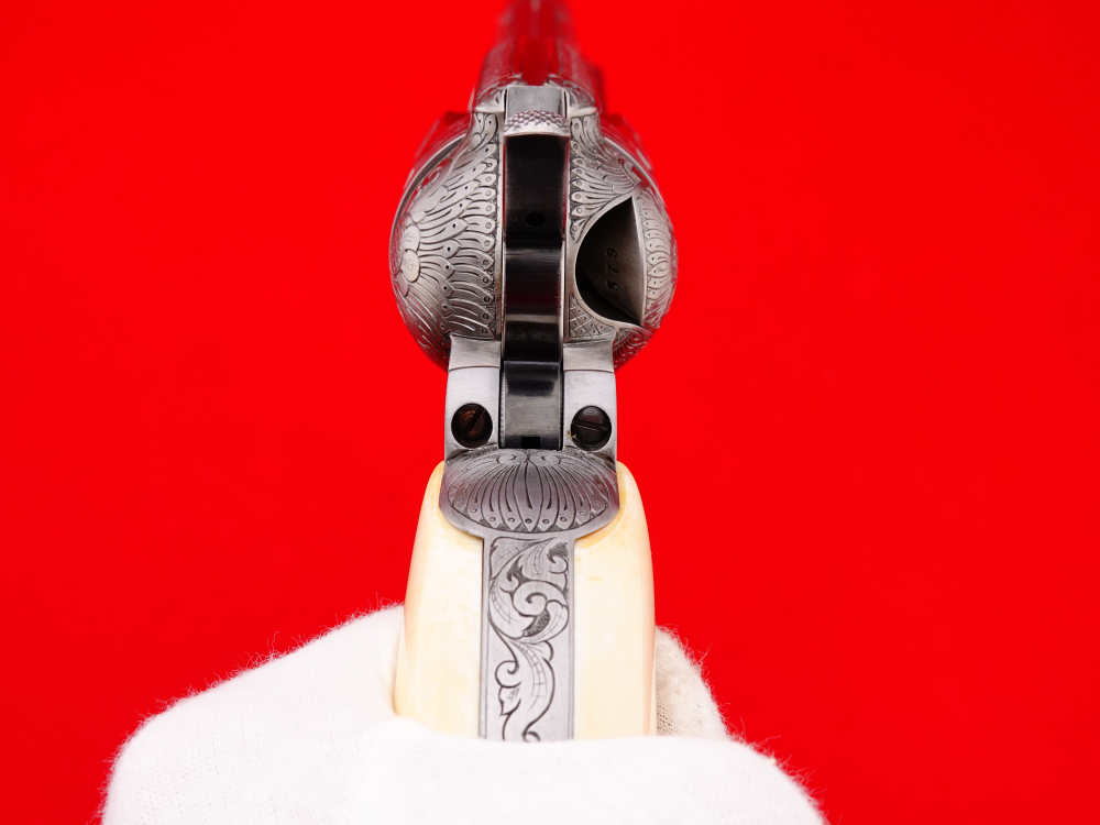 MASTER ENGRAVED 2ND GEN. 1957 COLT SAA .38 S&W SPECIAL FRENCH GREY W/ IVORY-img-34