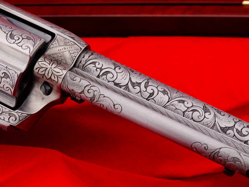 MASTER ENGRAVED 2ND GEN. 1957 COLT SAA .38 S&W SPECIAL FRENCH GREY W/ IVORY-img-20