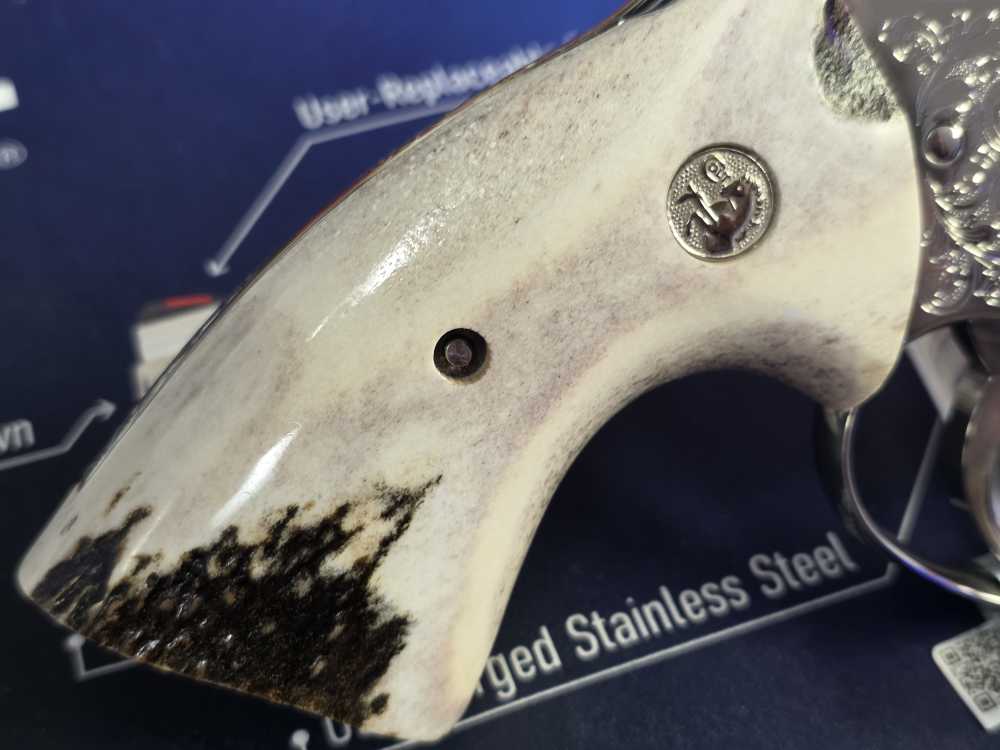 COLT PYTHON GENUINE ELK STAG GRIPS SILVER ANNIVERSARY MEDALLIONS  NIB-img-11
