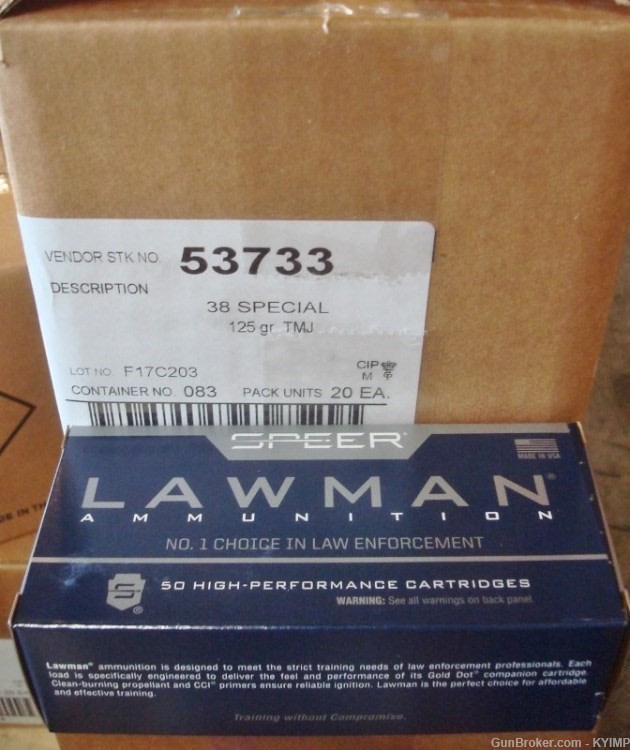 100 Speer Lawman 38 Special TMJ 125 grain Factory NEW 53733 Ammo-img-3