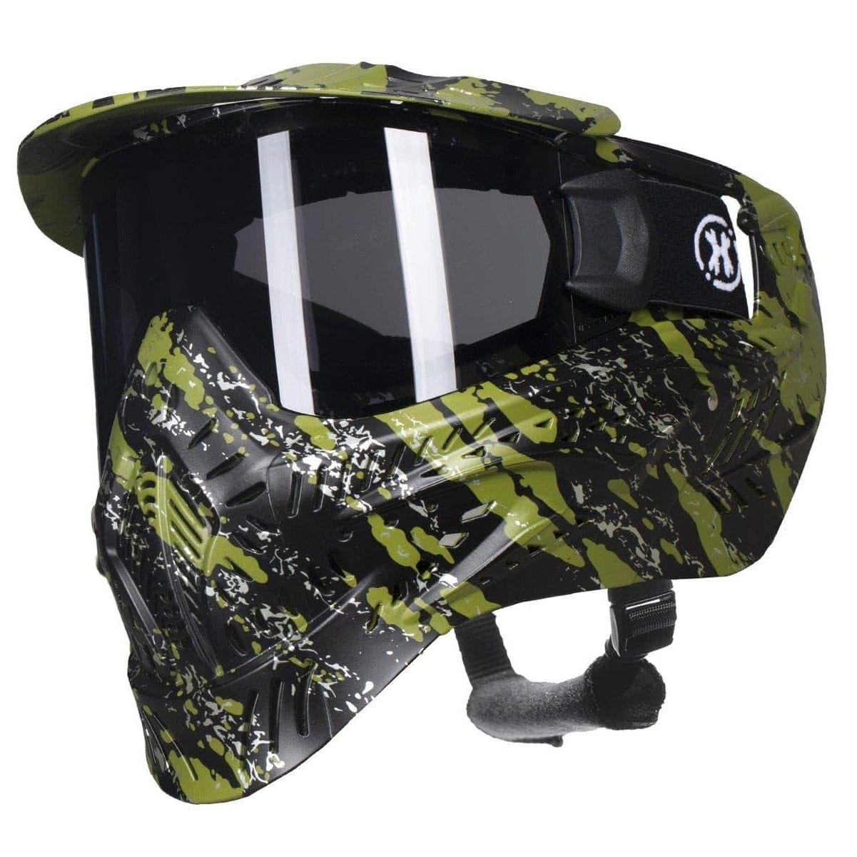 HK ARMY HSTL Fracture Black/Olive Paintball Mask with Smoke Thermal Lens-img-0