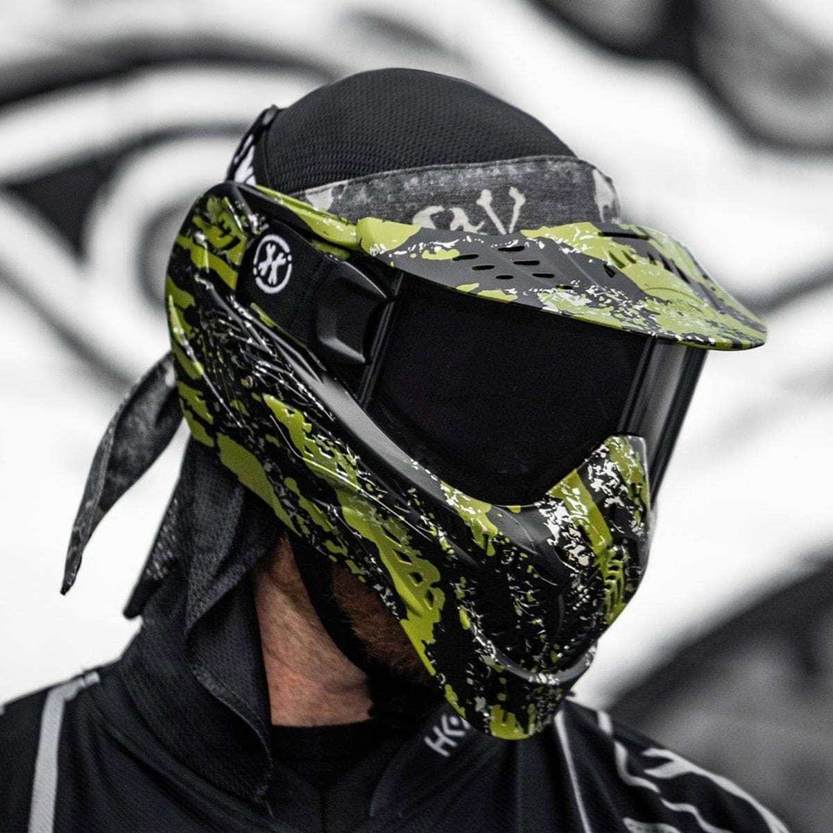 HK ARMY HSTL Fracture Black/Olive Paintball Mask with Smoke Thermal Lens-img-6