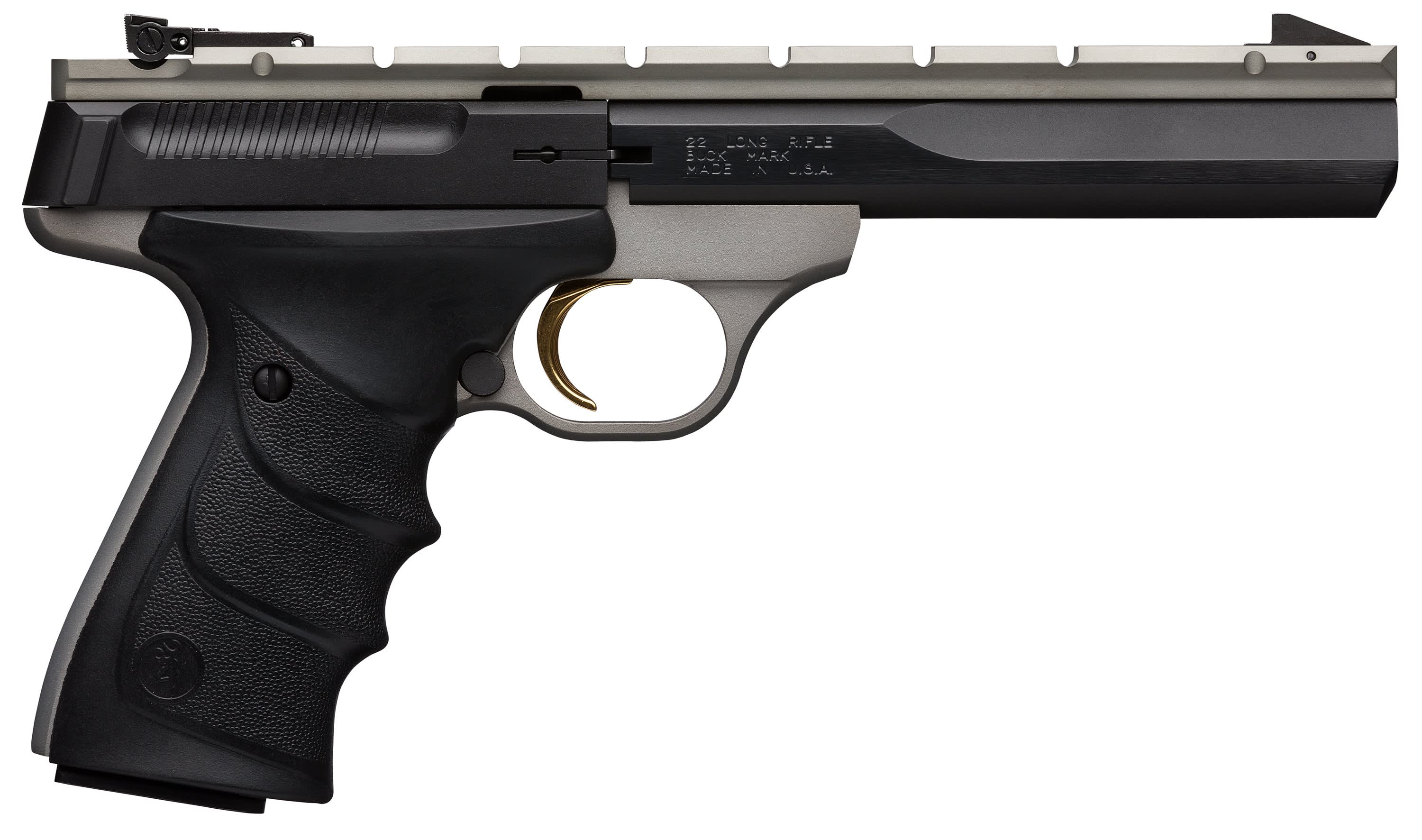 051564490 Browning Buck Mark Contour Stainless 22 LR 5.5" 10 + 1rd Anodized-img-0