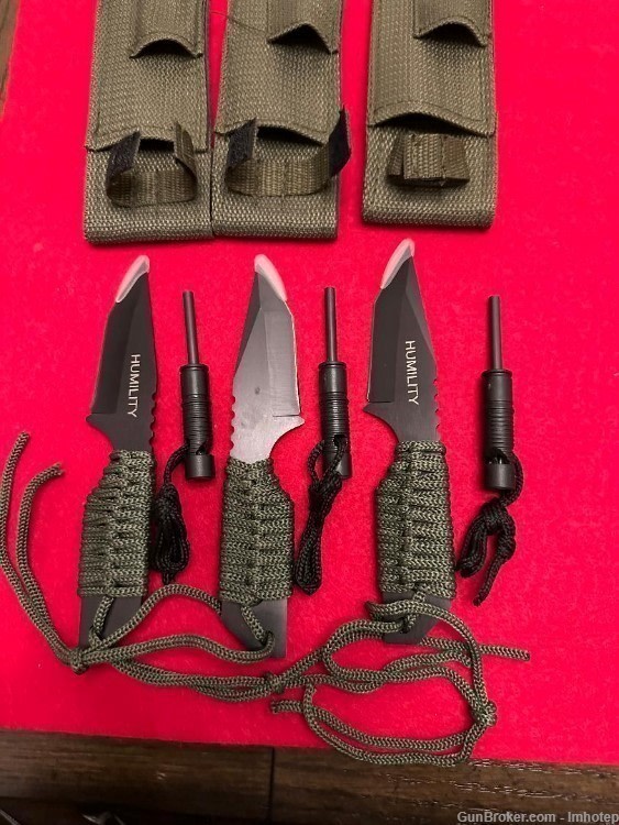 Three Stainless Hunting Knives -img-0