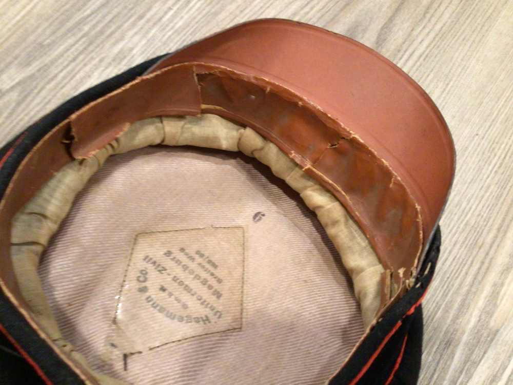 Rare WWII German Luftwaffe Fire Brigade Cap Hat W/Maker -img-10